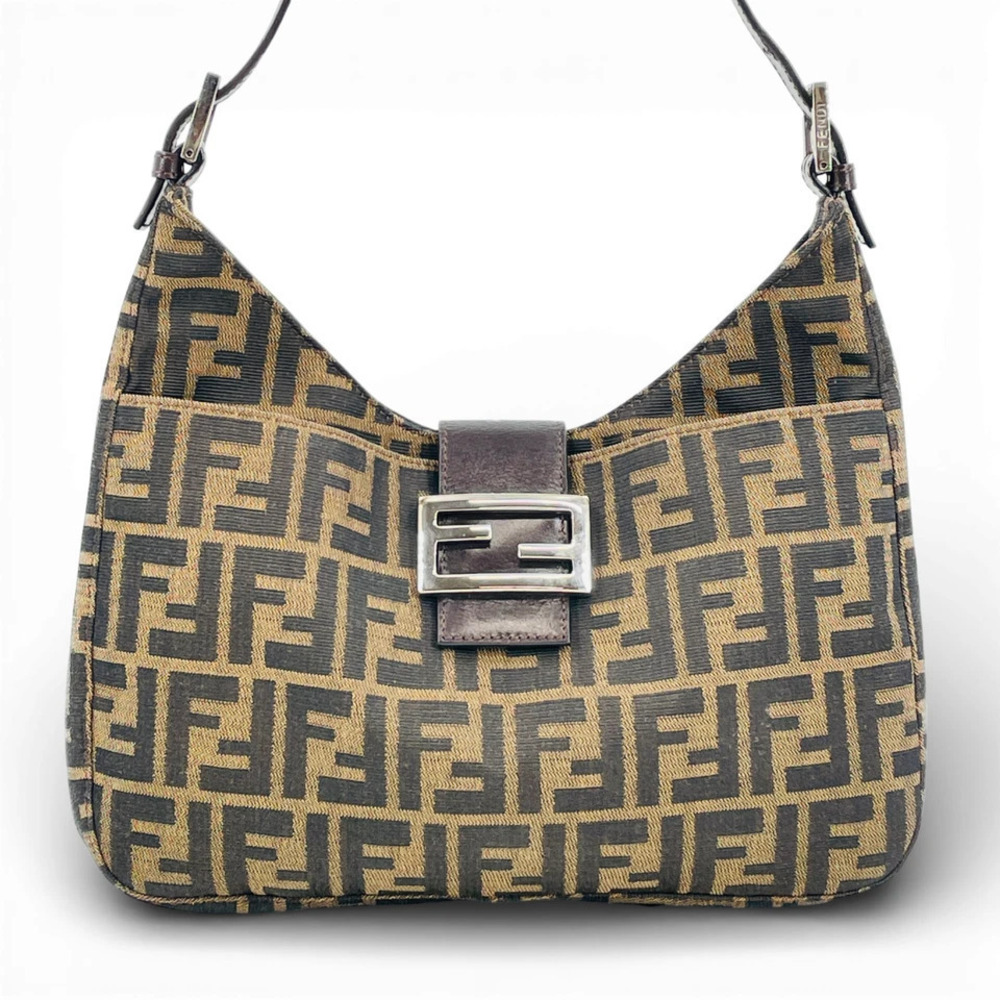 Fendi Zucca canvas Italian Mamma Handbag accessory pouch
